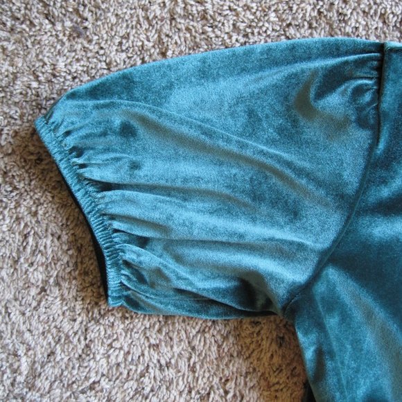 📣 😳 NWT Old Navy green puff sleeve dress girls sz L - Picture 5 of 7